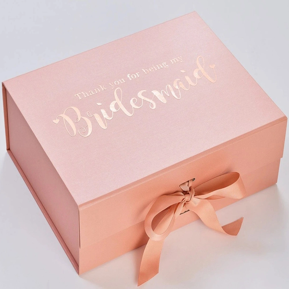 Four Color Logo Printing Cardboard Gift Box with Ribbon